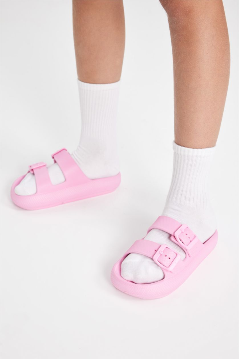 Girls & Teens Neon Pink Girl Serrated Sole Slip On Eva Slippers