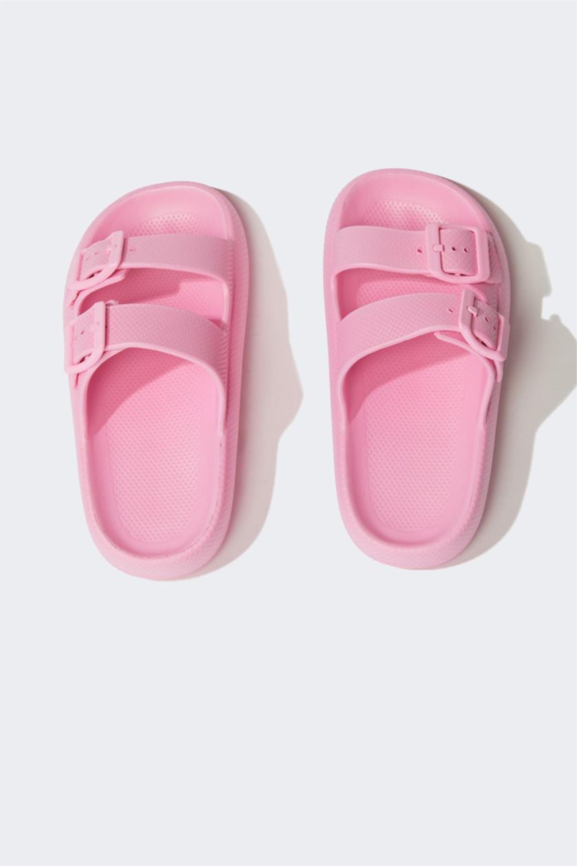 Girls & Teens Neon Pink Girl Serrated Sole Slip On Eva Slippers