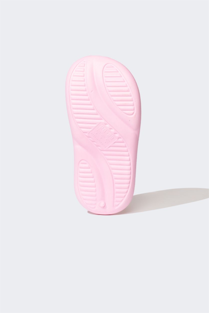 Kız Çocuk - Genç Kız Neon Pembe Kız Çocuk Çift Bantlı Yüksek Taban Sandalet