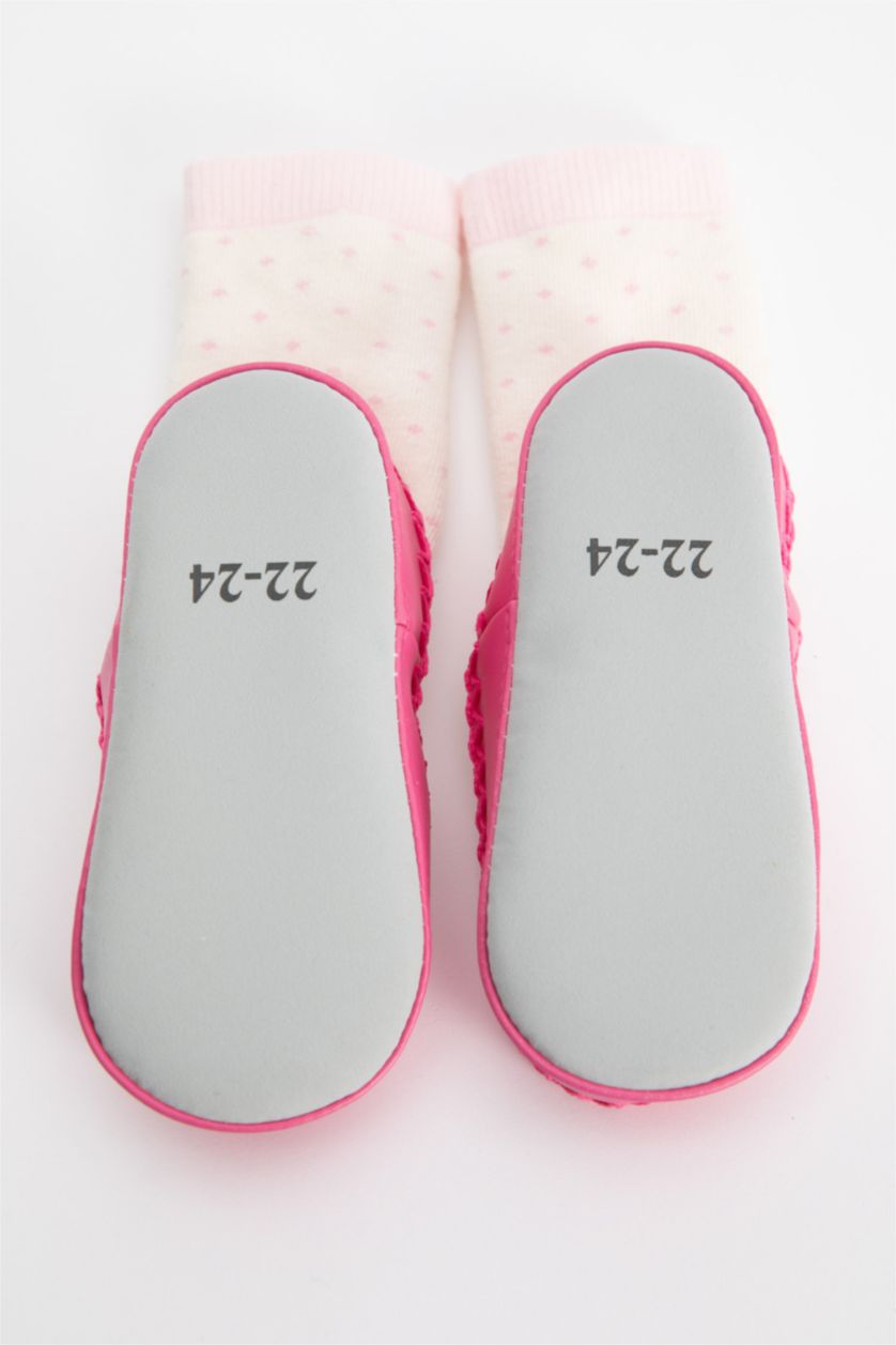 Kız Bebek Beyaz Pamuklu Ev Çorabı Kız Bebek