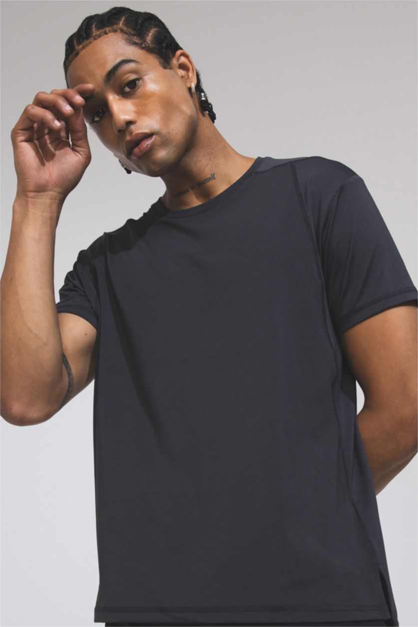 Erkek Antrasit DeFactoFit Standart Fit Bisiklet Yaka Sporcu Ağır Kumaş Basic Düz Kısa Kollu Tişört