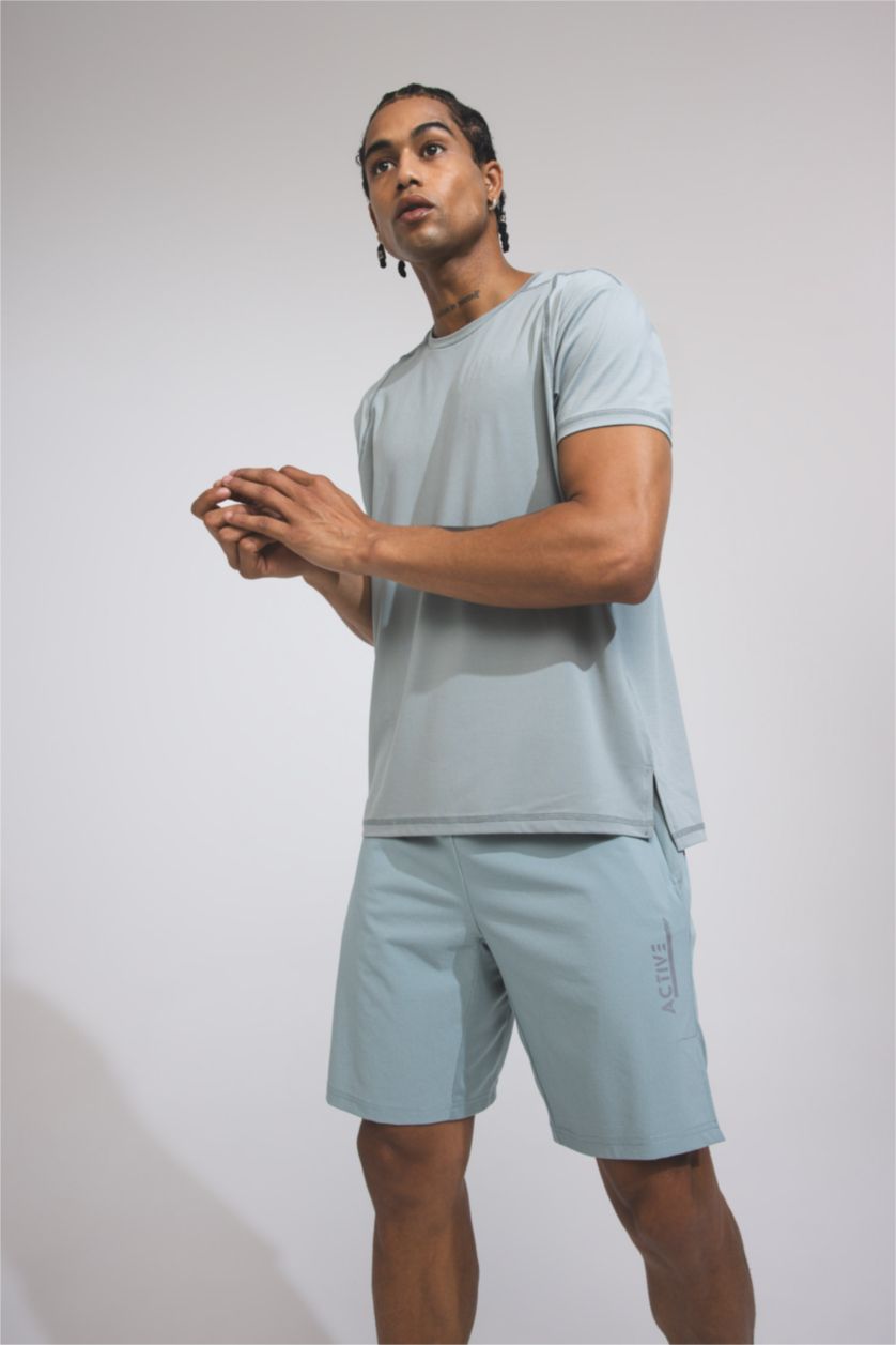 Man Light Grey DeFactoFit Standard Fit Crew Neck Heavy Fabric T-Shirt