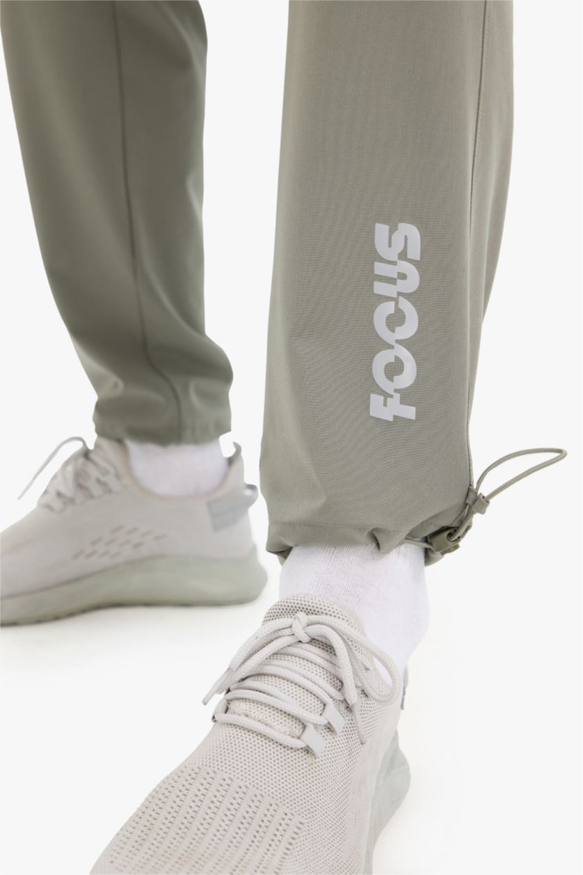 Erkek Haki Slim Fit Dar Kesim Çift Cepli Dokuma Sporcu Jogger