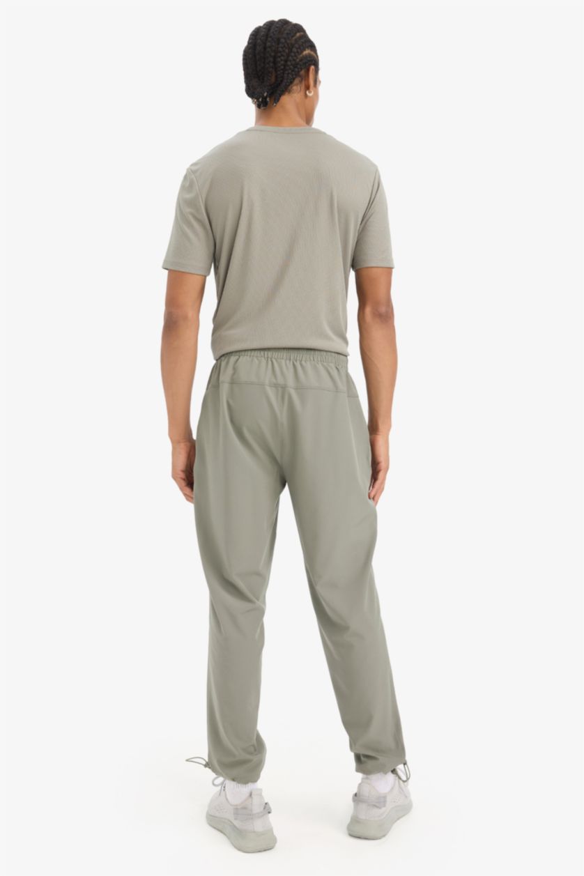 Erkek Haki Slim Fit Dar Kesim Çift Cepli Dokuma Sporcu Jogger