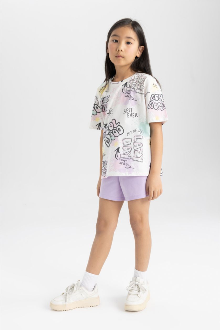 GIRLS & TEENS Ecru Girl Oversize Fit Printed 2 Piece Pajama Set