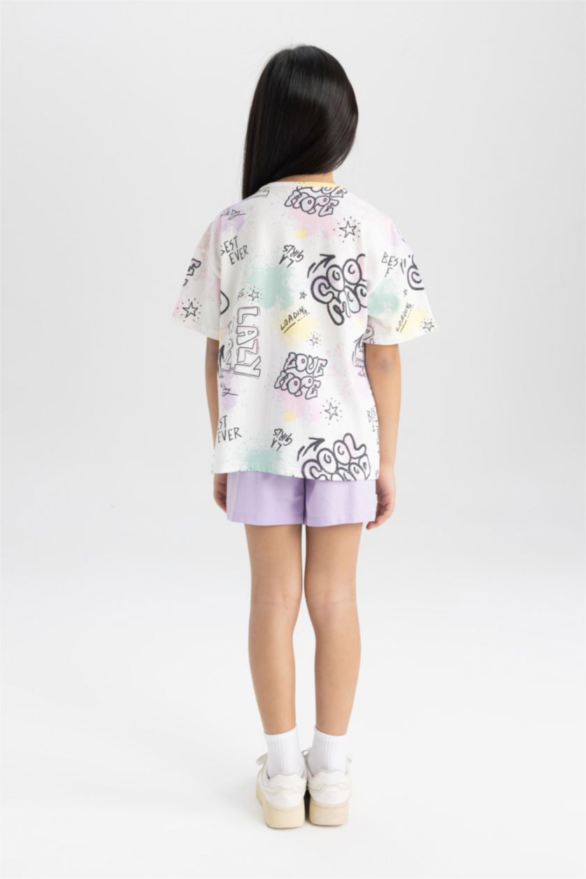 GIRLS & TEENS Ecru Girl Oversize Fit Printed 2 Piece Pajama Set