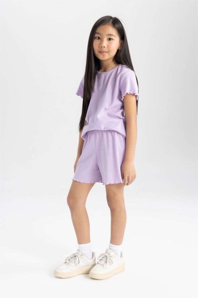 FILLES Violet Ensemble Pyjama Haut à Manches Courtes et short pour Fille