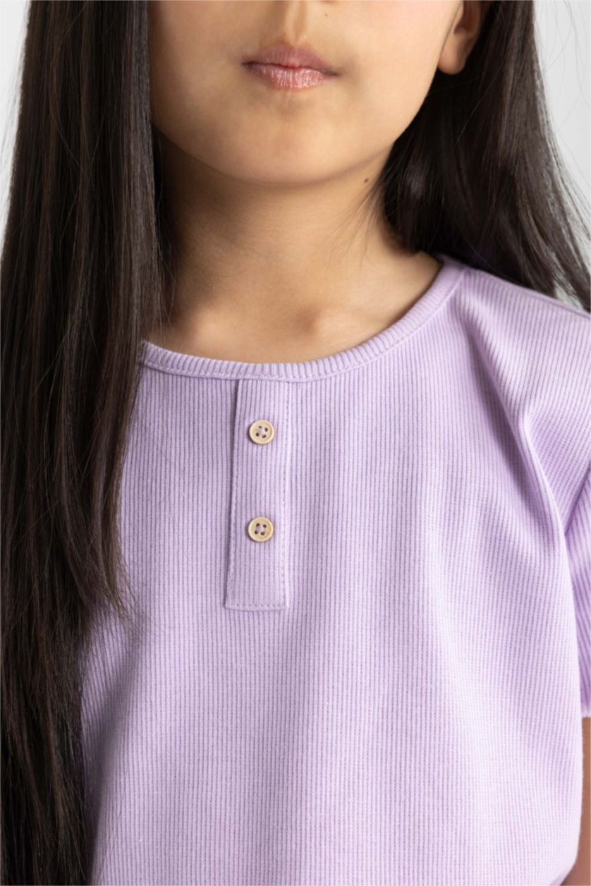 FILLES Violet Ensemble Pyjama Haut à Manches Courtes et short pour Fille