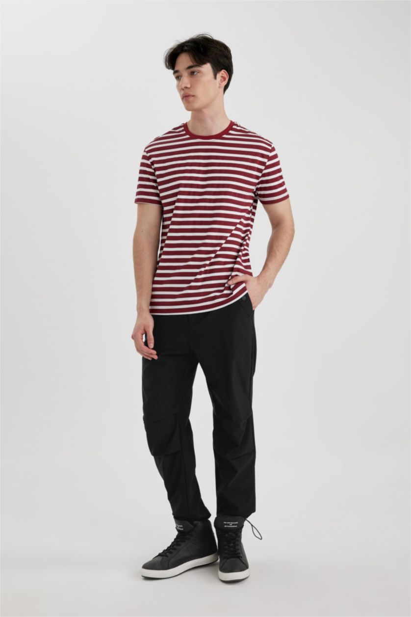 رجالي أسود بنطلون قصة مريحة بأستك من تحت