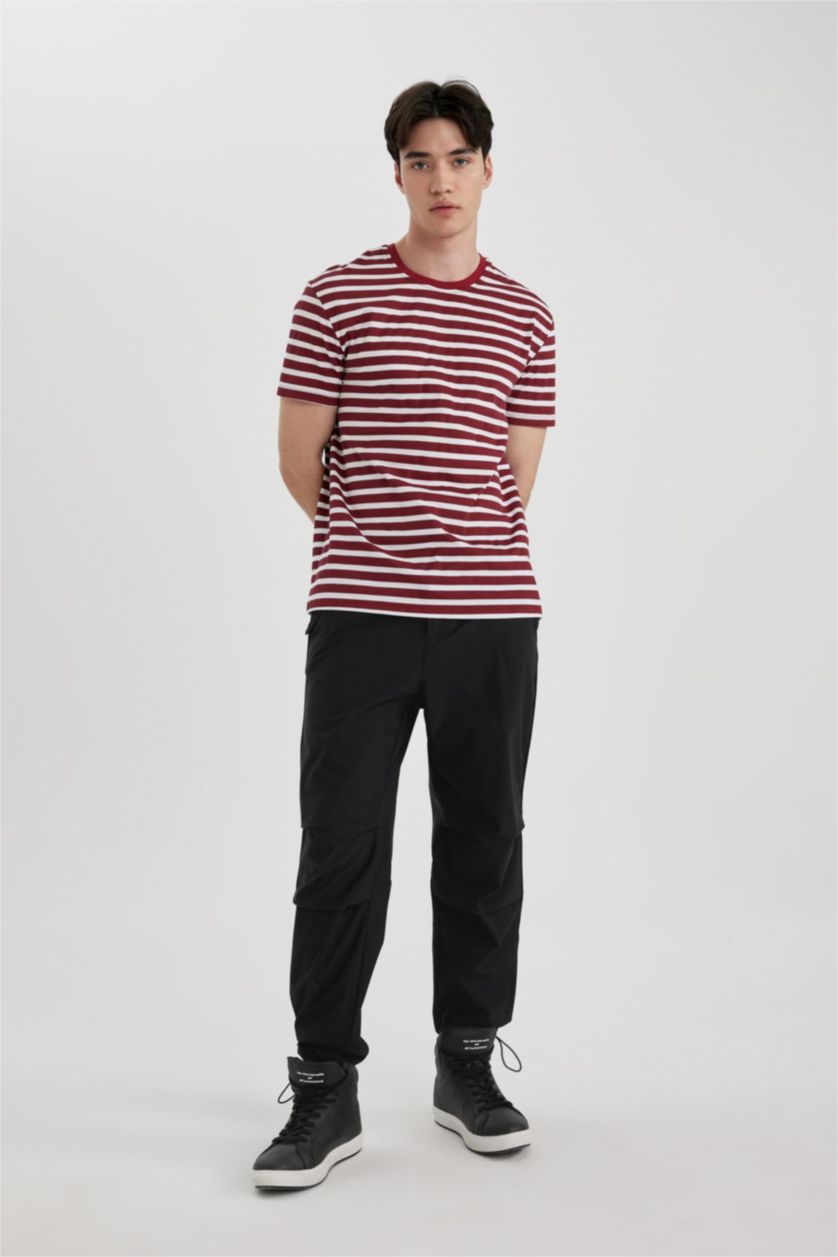 رجالي أسود بنطلون قصة مريحة بأستك من تحت