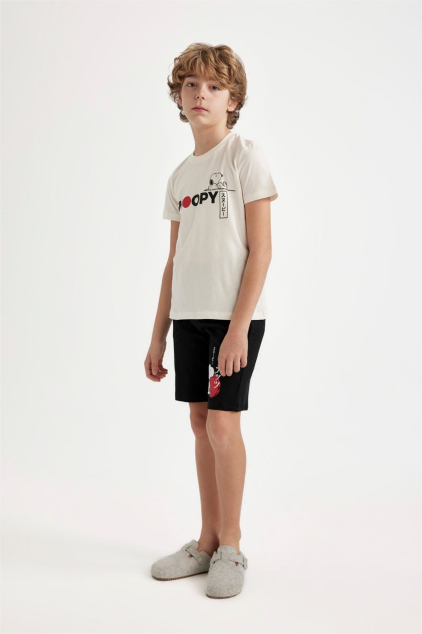 BOYS & TEENS White Boy Snoopy Short Sleeve 2 Piece Pajama Set