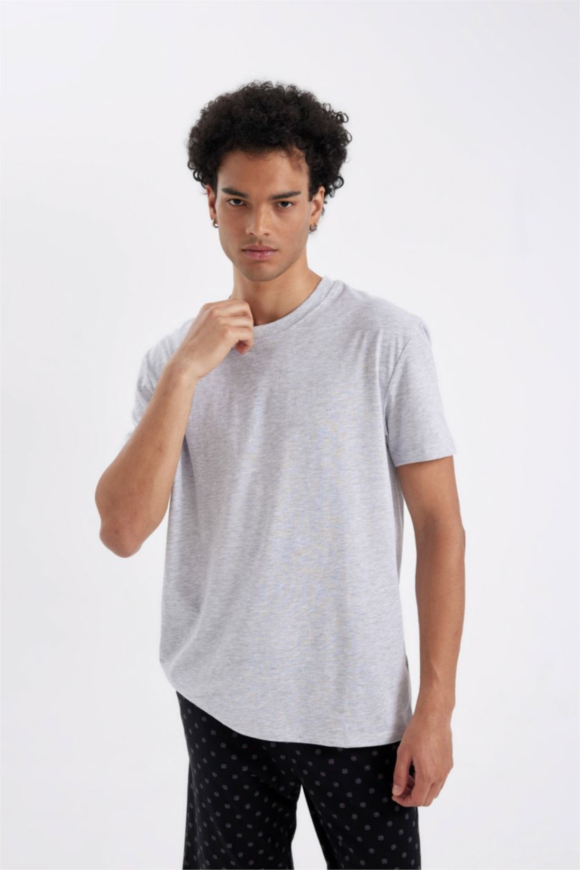 HOMME Gris Ensemble Pyjama Coupe Régulière à Manches Courtes