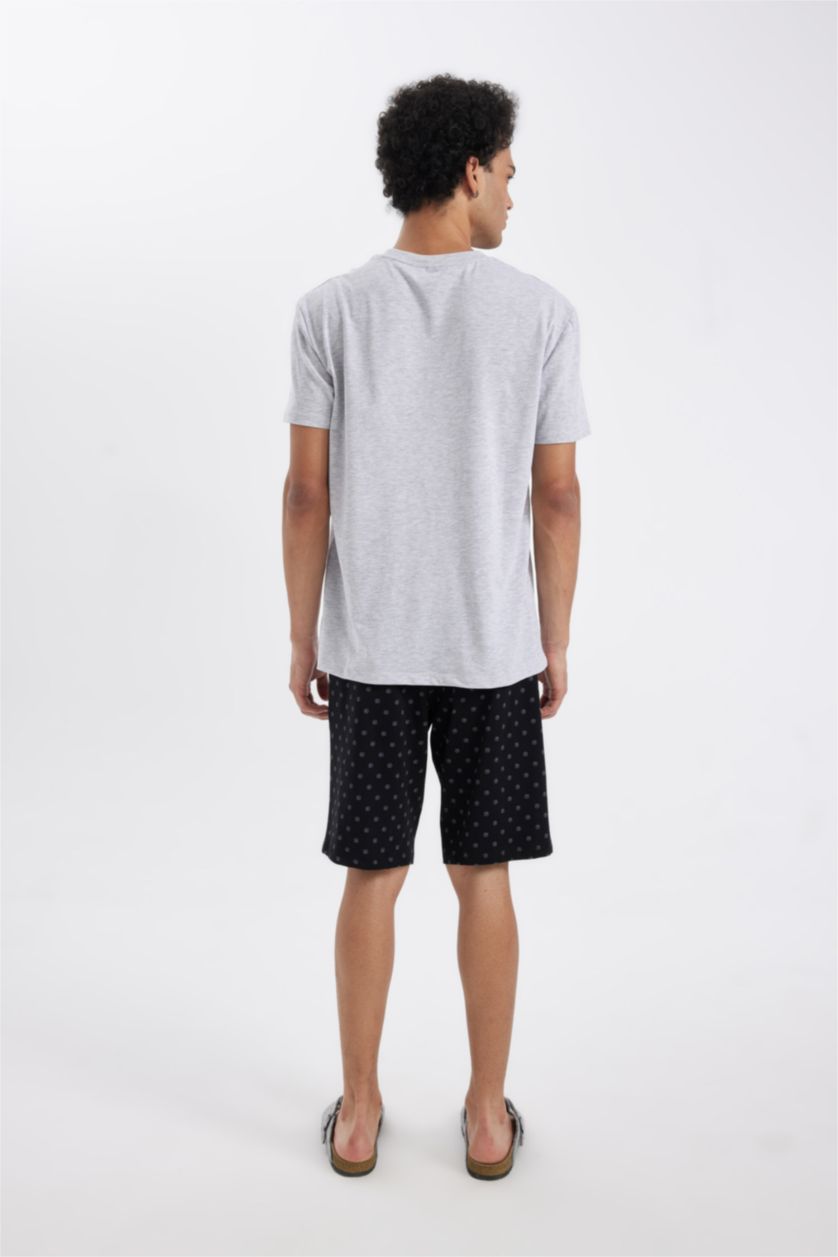 HOMME Gris Ensemble Pyjama Coupe Régulière à Manches Courtes