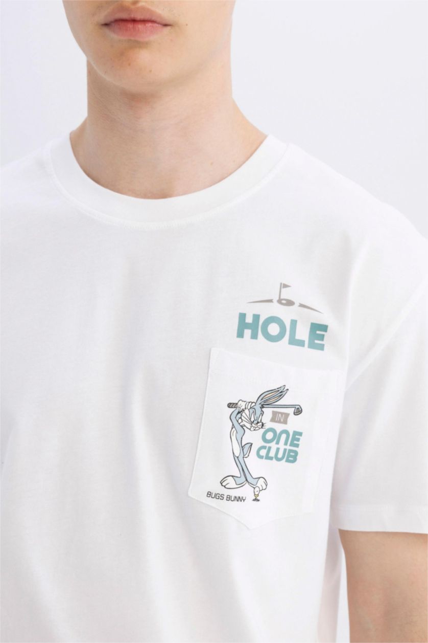 رجال أبيض طقم بيجاما قصة عادية نص كم من لوني تونز - قطعتين