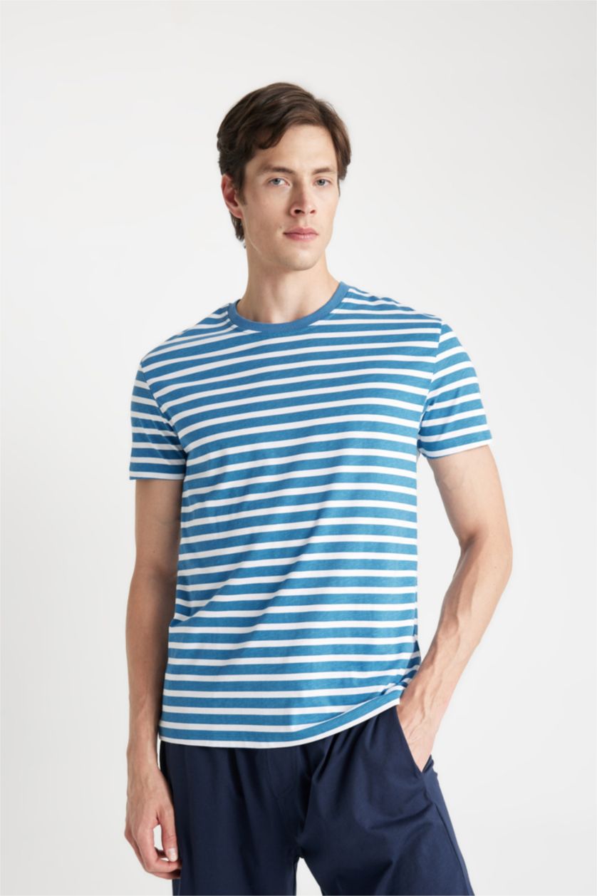 MAN Dark Blue Regular Fit Short Sleeve Knitted Tops