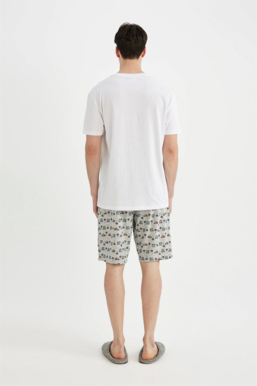 MAN White Regular Fit Printed Short Sleeve 2 Piece Pajama Set