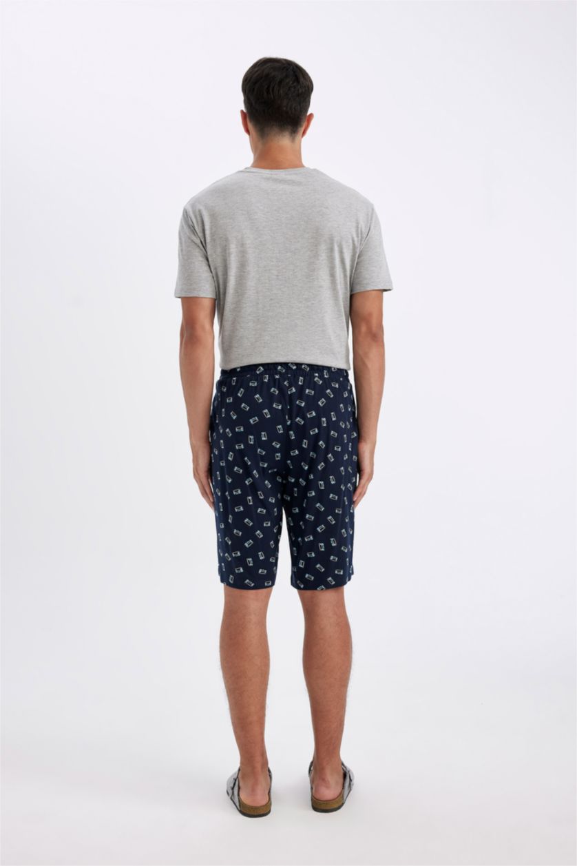 MAN NAVY Regular Fit Pocket Patterned Shorts Pajama Bottoms
