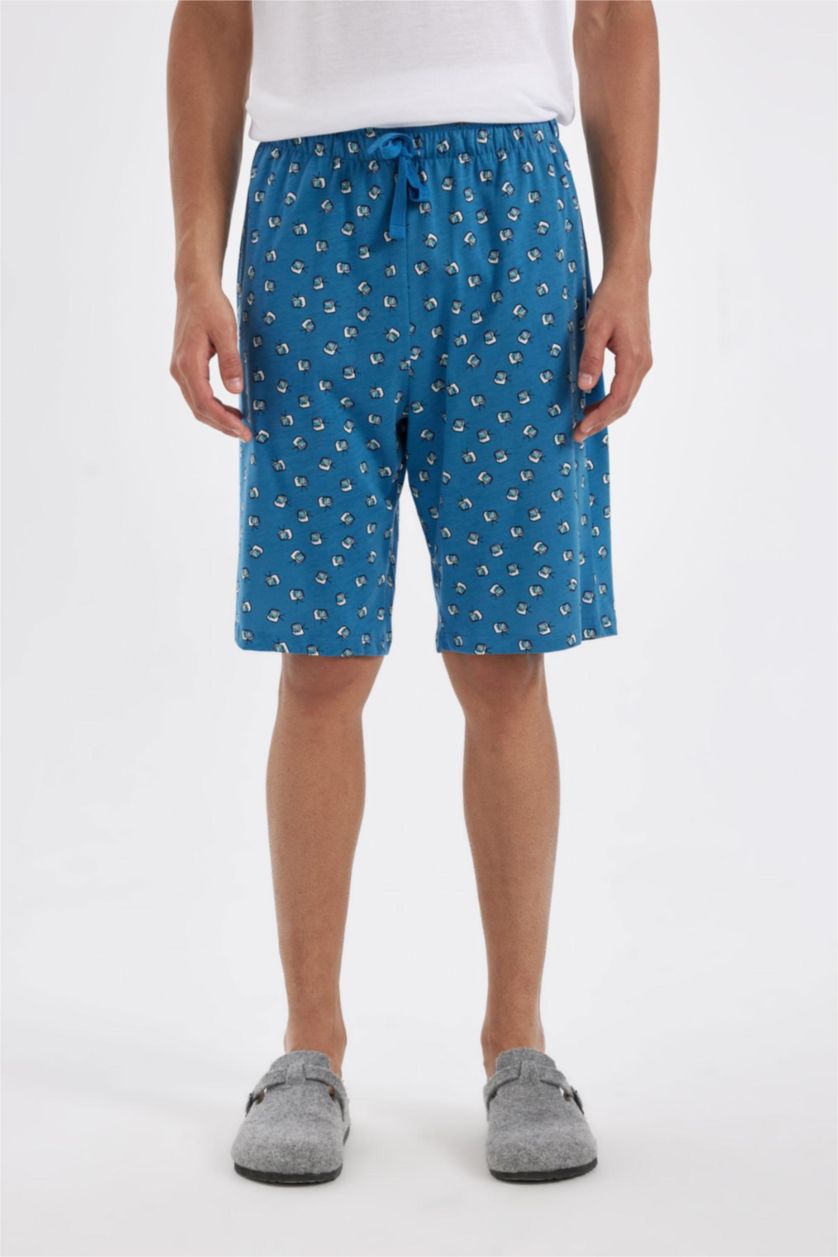 MAN Dark Blue Regular Fit Shorts Pajama Bottoms