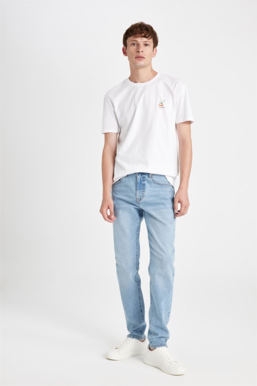 HOMME Blanc T-shirt à col rond et manches courtes