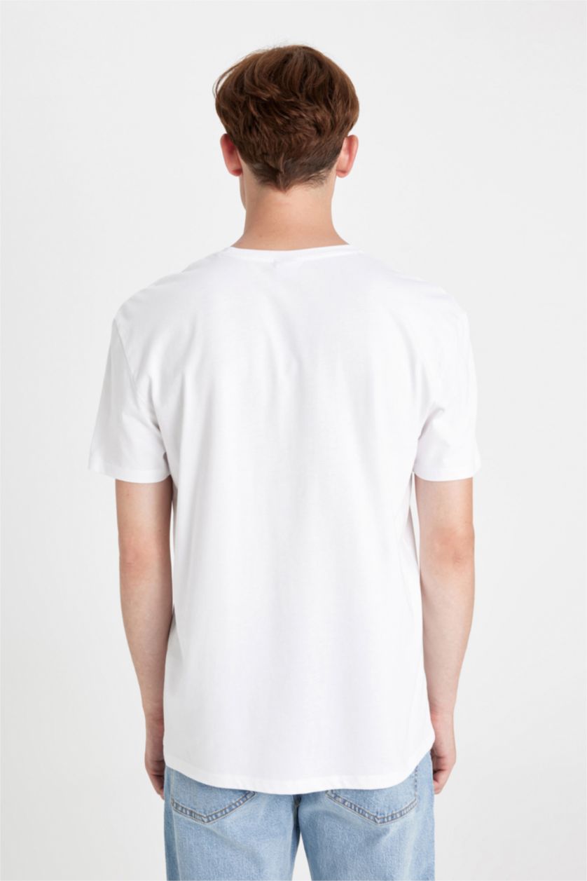 HOMME Blanc T-shirt à col rond et manches courtes