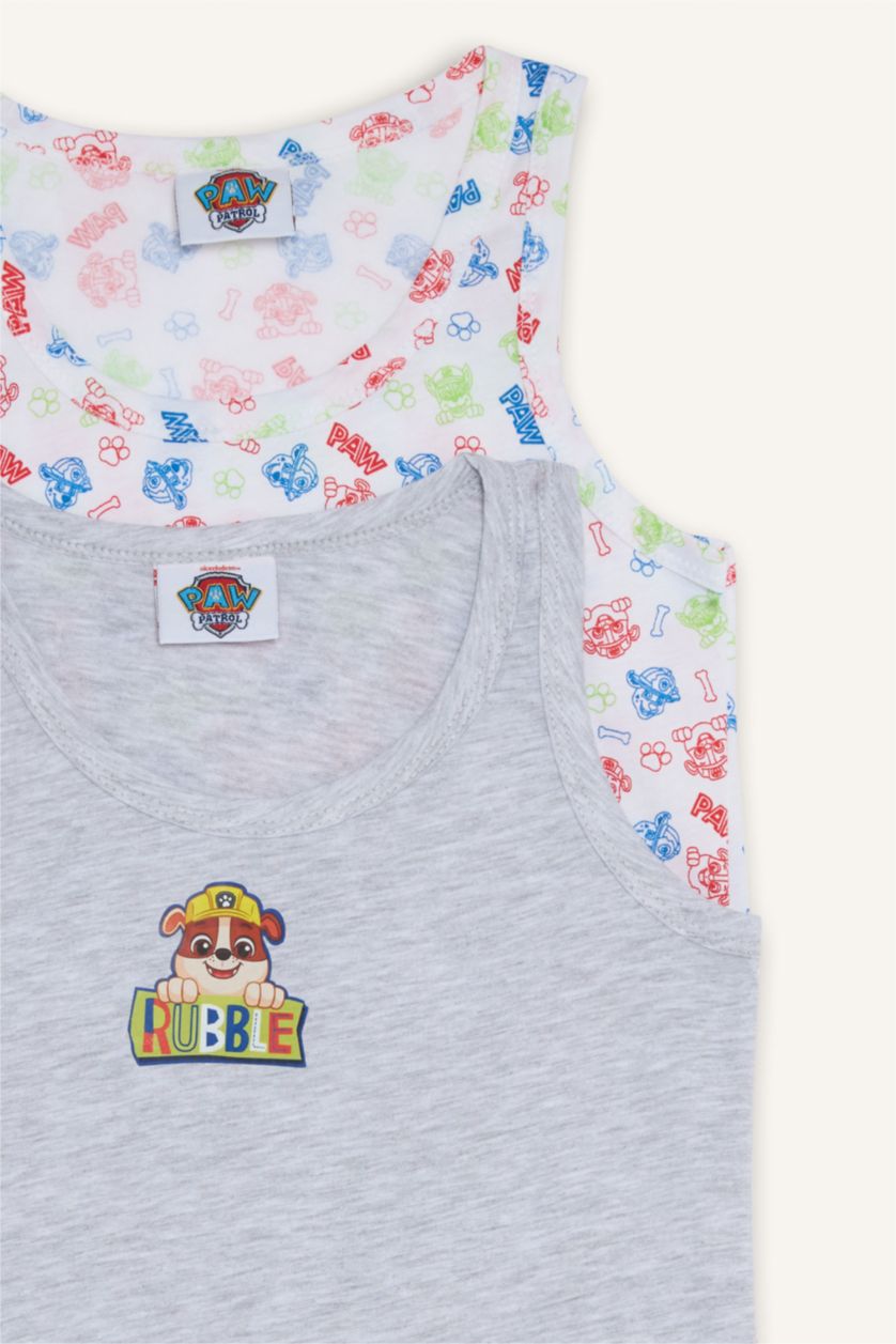 Erkek Çocuk - Genç Erkek Gri Melanj Paw Patrol Lisanslı Desenli 2'Li Atlet Erkek Çocuk