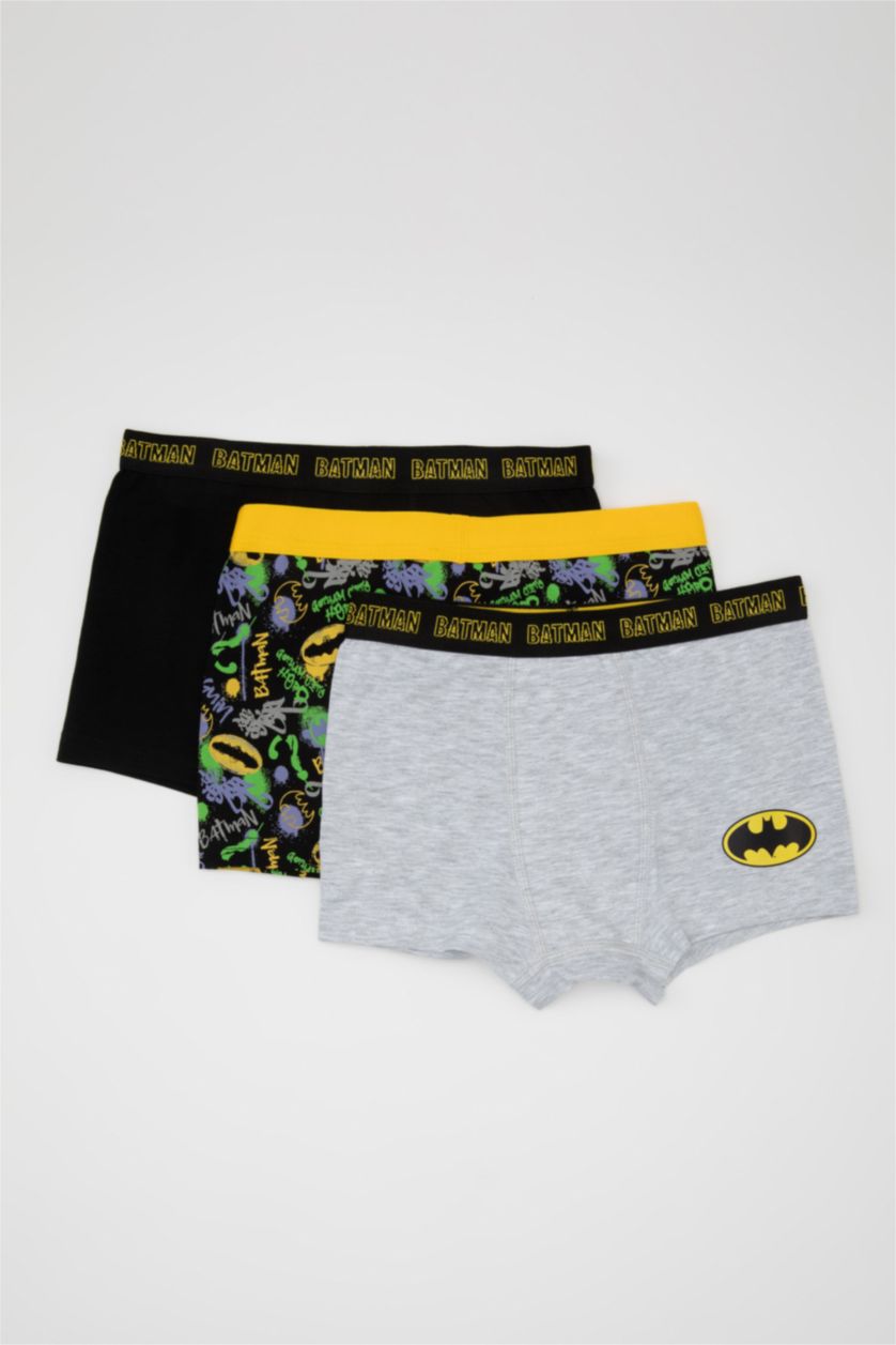 BOYS & TEENS Black Boy 3 piece Batman Licence Printed Boxer