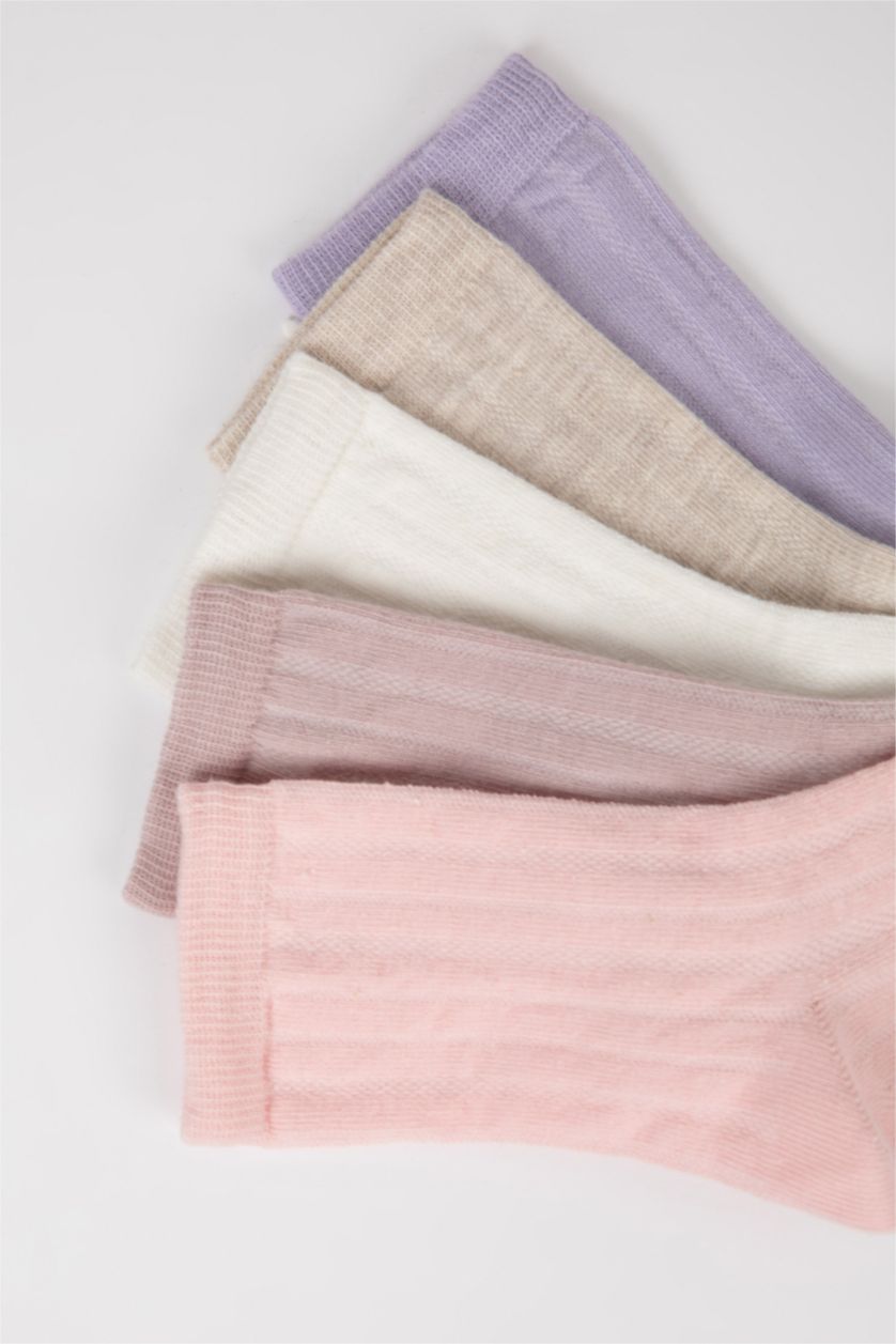 Kız Çocuk - Genç Kız Karma 5'li Pamuklu Uzun Çorap Kız Çocuk