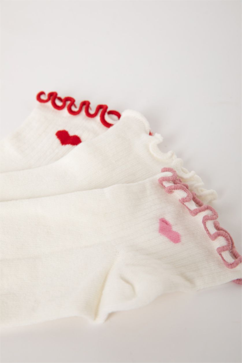 Kız Çocuk - Genç Kız Beyaz 3'lü Pamuklu Uzun Çorap Kız Çocuk