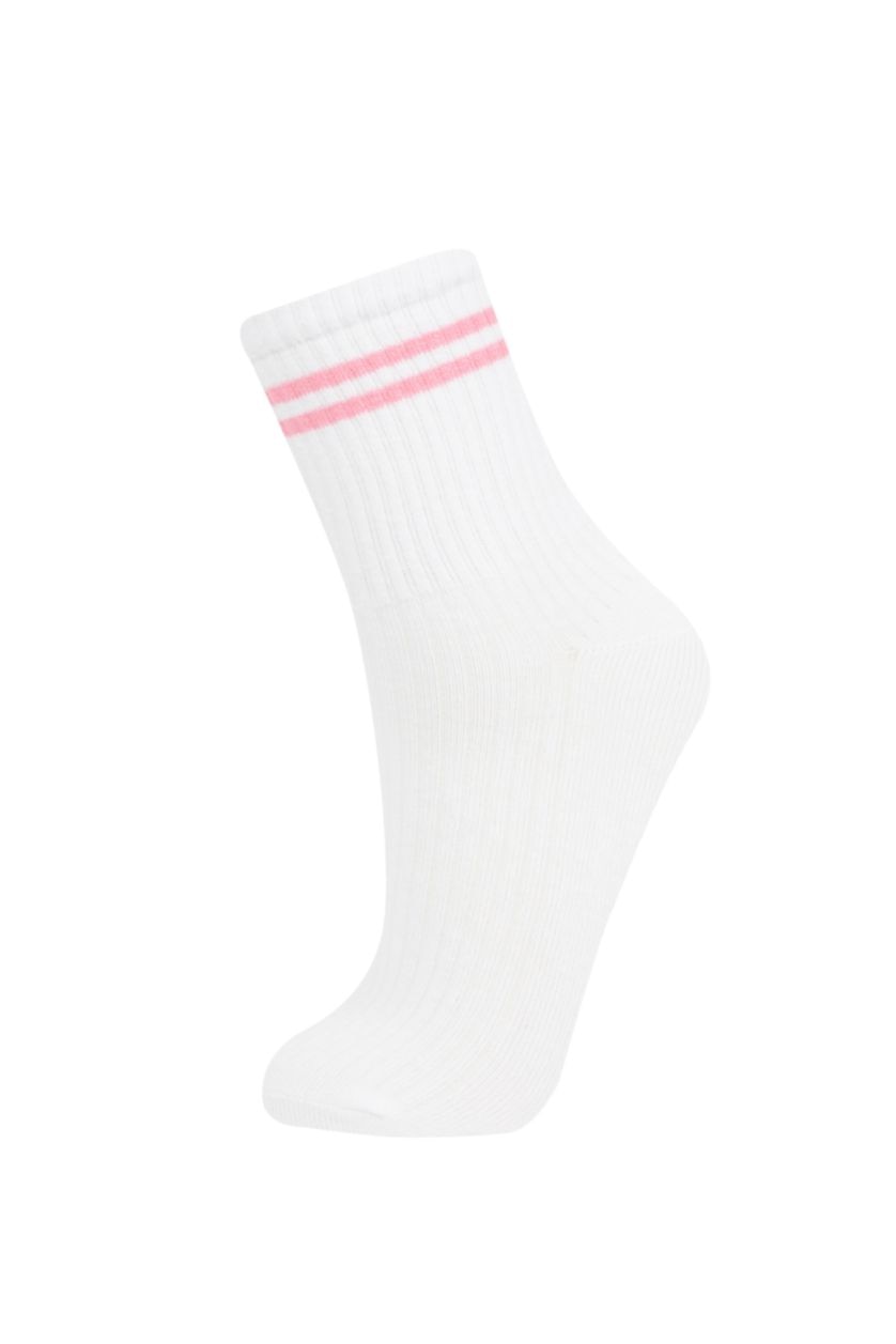 FILLES Blanc Chaussettes Longues Coton pour Fille - 5 Paires
