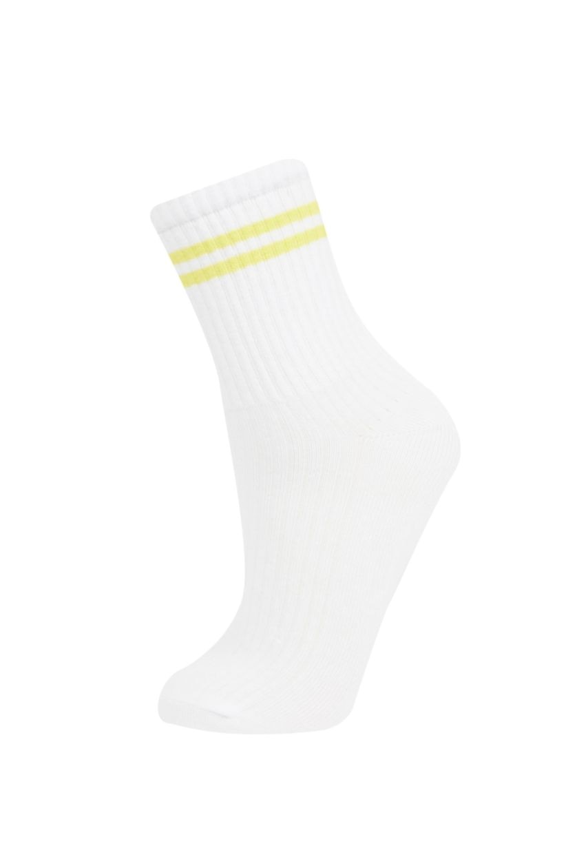 FILLES Blanc Chaussettes Longues Coton pour Fille - 5 Paires