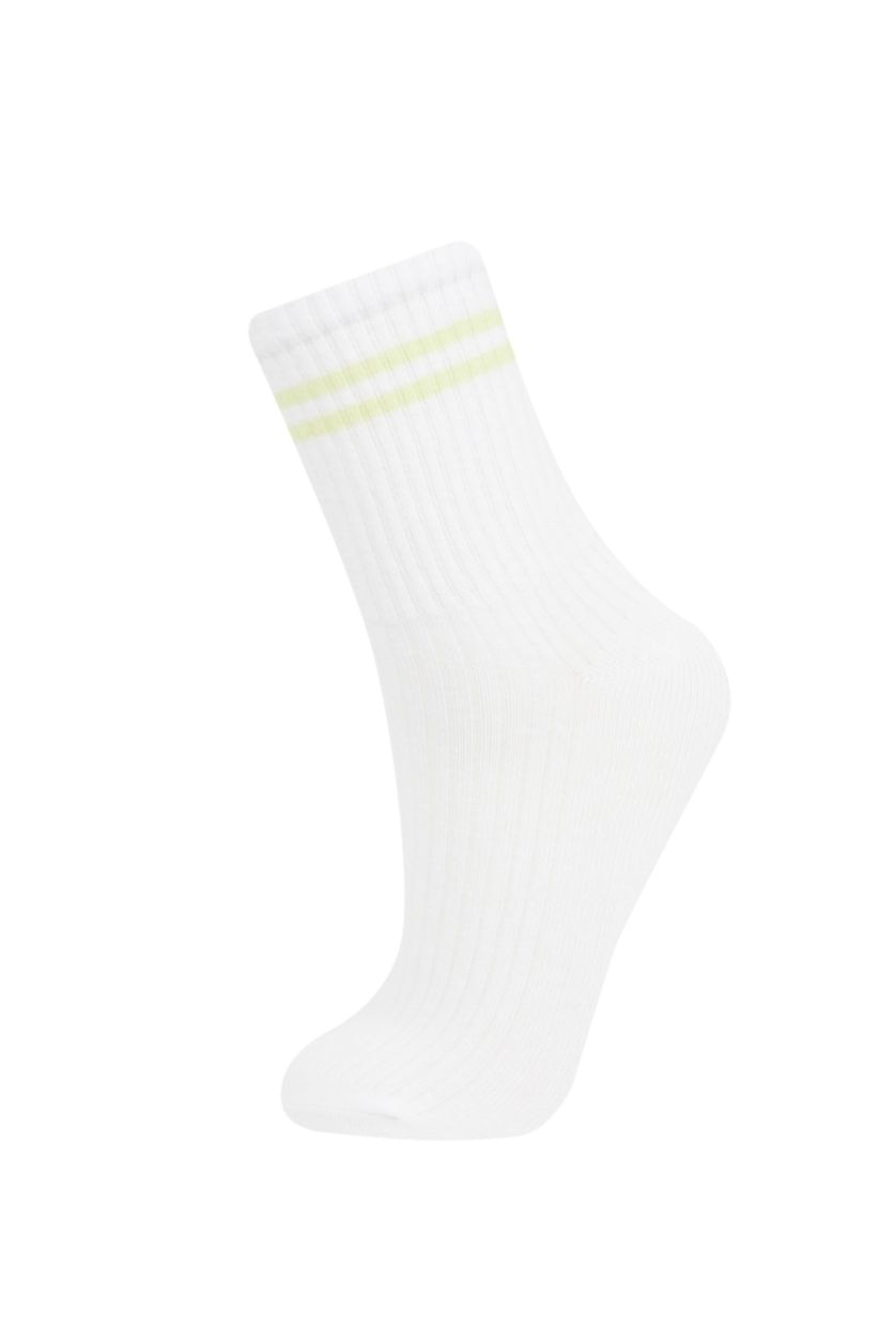FILLES Blanc Chaussettes Longues Coton pour Fille - 5 Paires