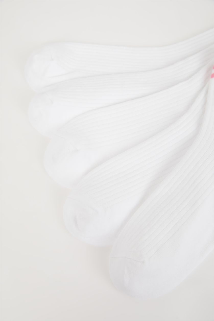 FILLES Blanc Chaussettes Longues Coton pour Fille - 5 Paires