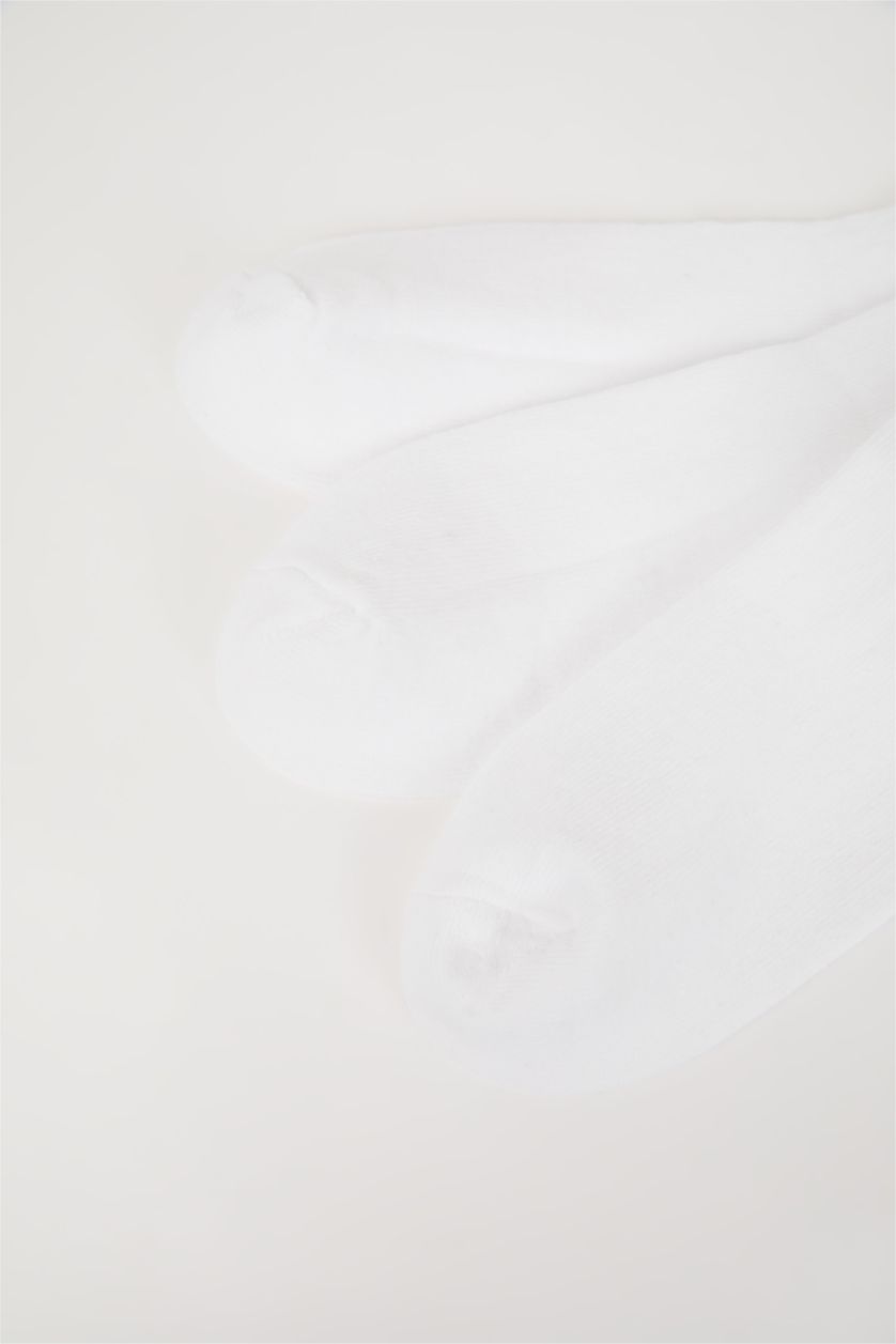 Kız Çocuk - Genç Kız Beyaz Rahat Lastikli 3'lü Pamuklu Uzun Çorap Kız Çocuk