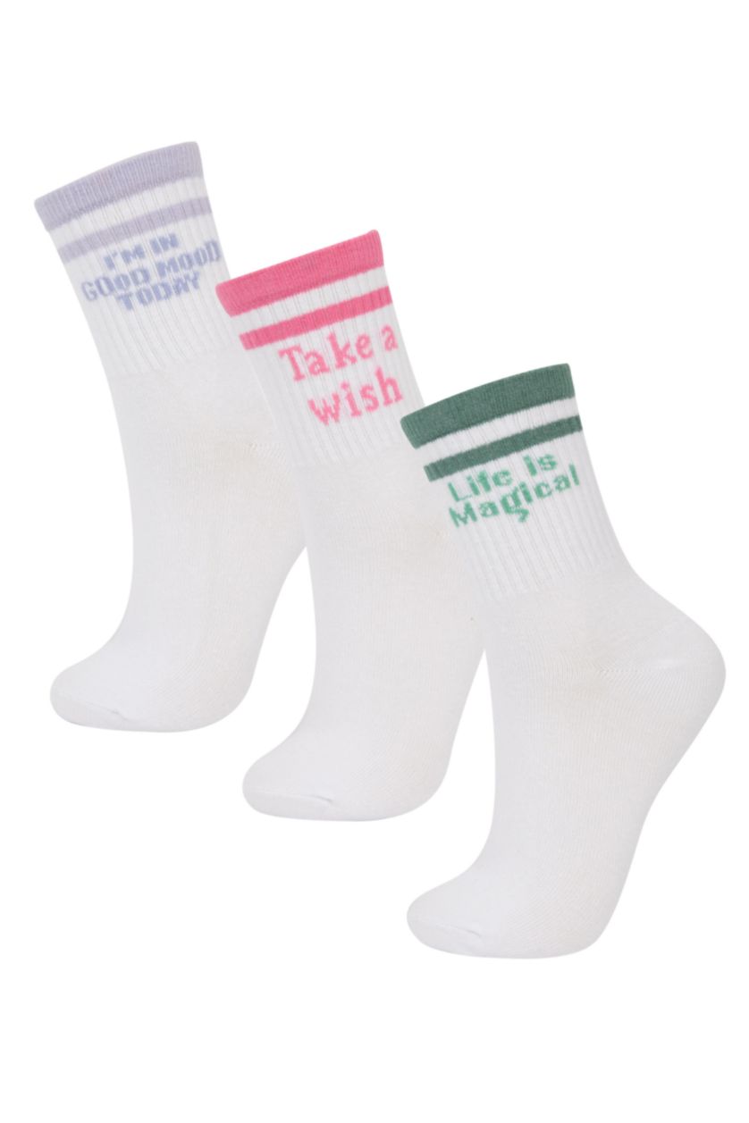 Girls & Teens White Girl 3 Piece Cotton Long Socks