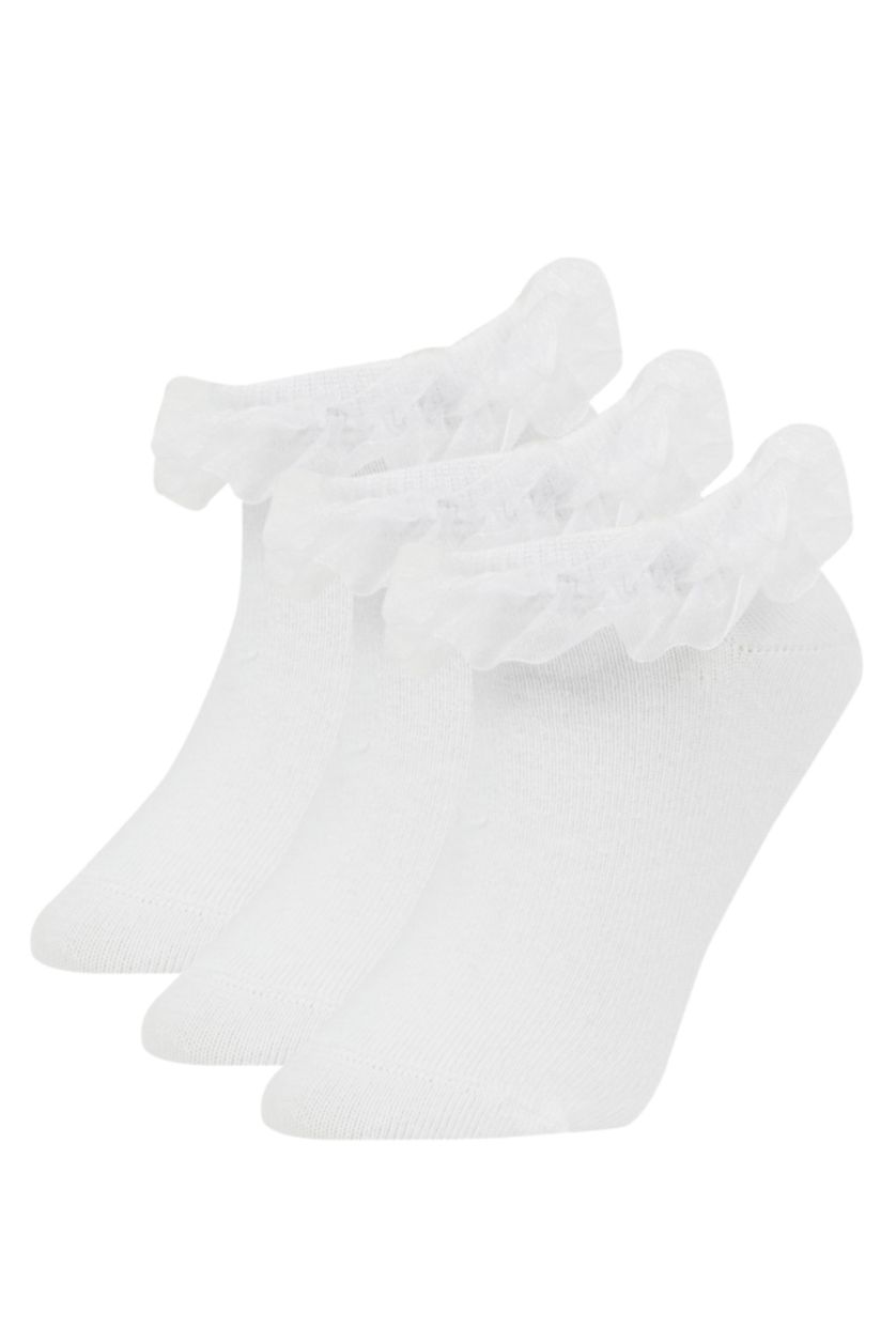 FILLES Blanc Chaussettes Coton pour Fille - 3 Paires