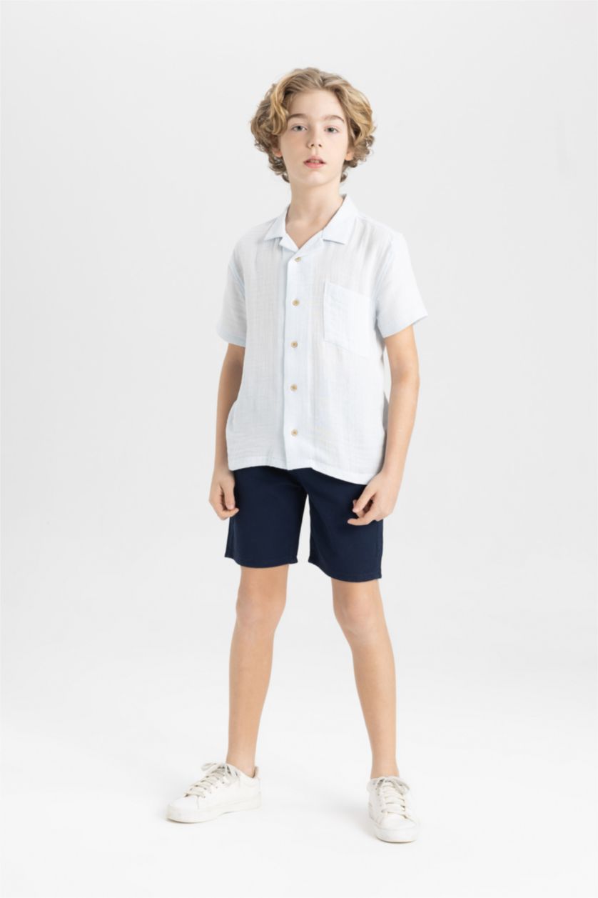 BOYS & TEENS NAVY شورت جبردين قصة عادية