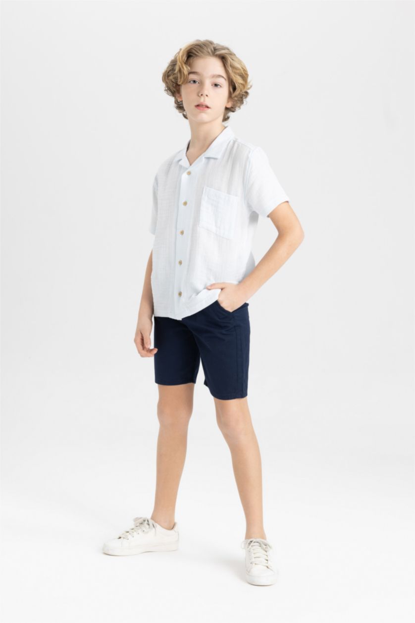 BOYS & TEENS NAVY شورت جبردين قصة عادية