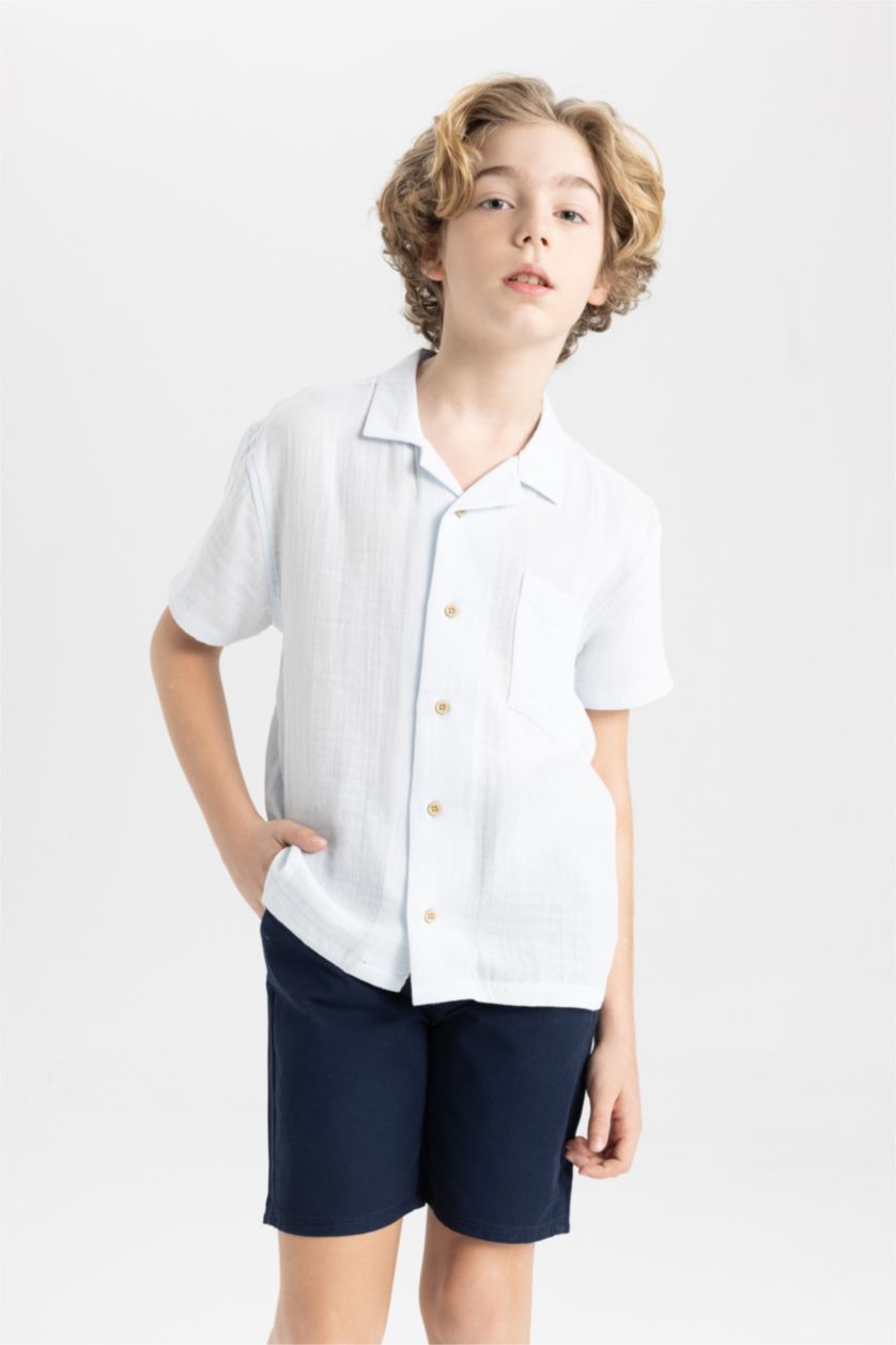 BOYS & TEENS NAVY شورت جبردين قصة عادية