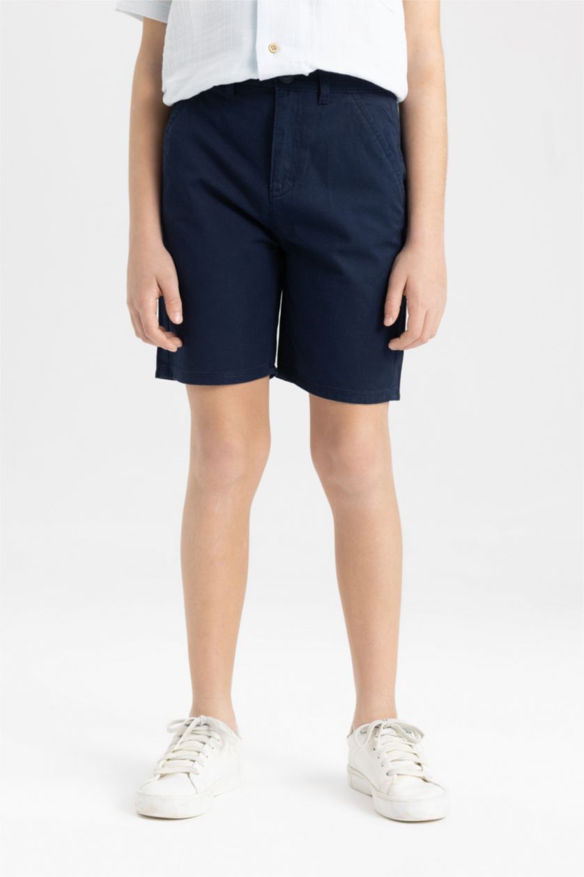 BOYS & TEENS NAVY شورت جبردين قصة عادية