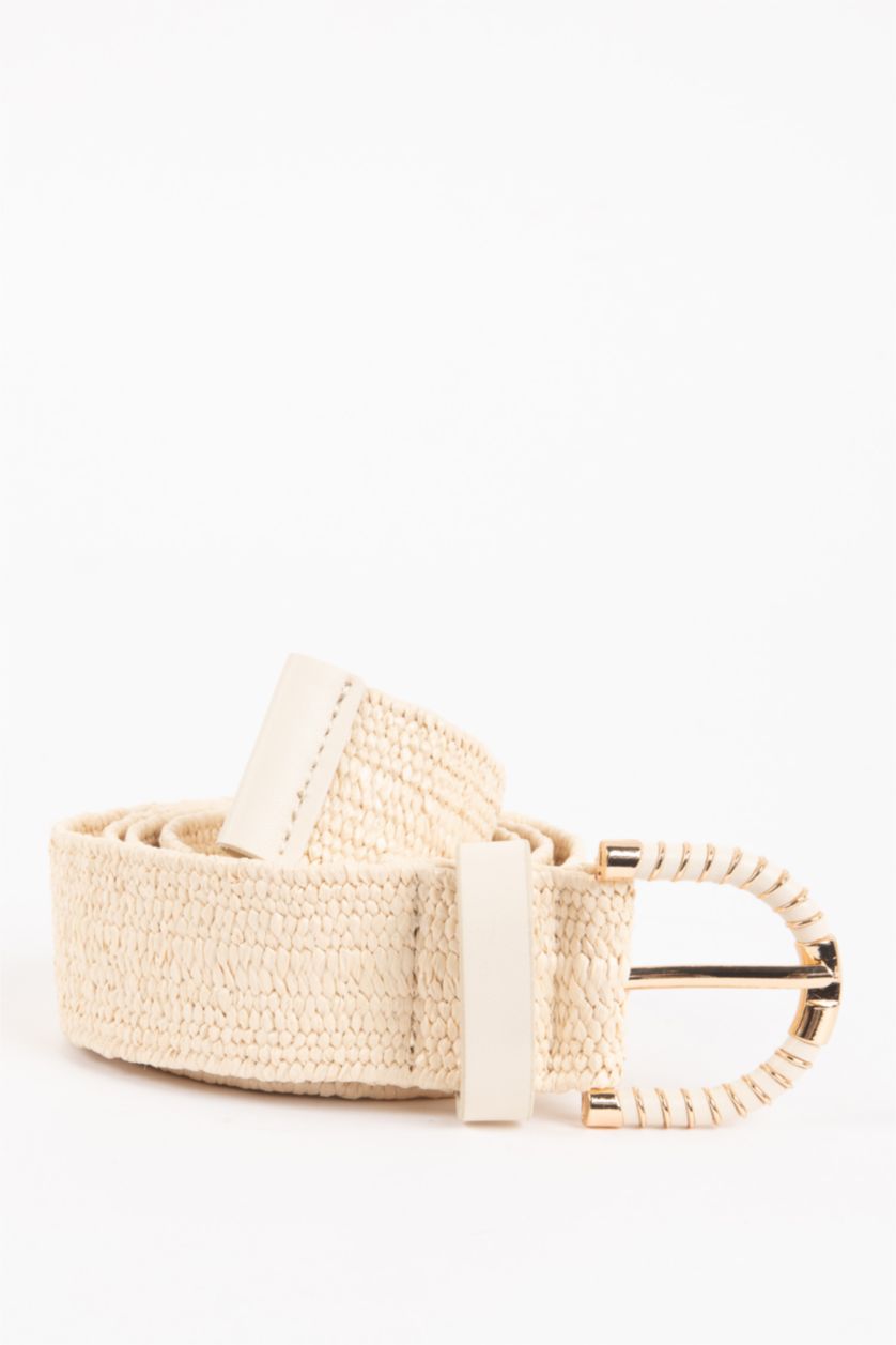 Kadın Açık Bej Kadın Hasır Günlük Kemer