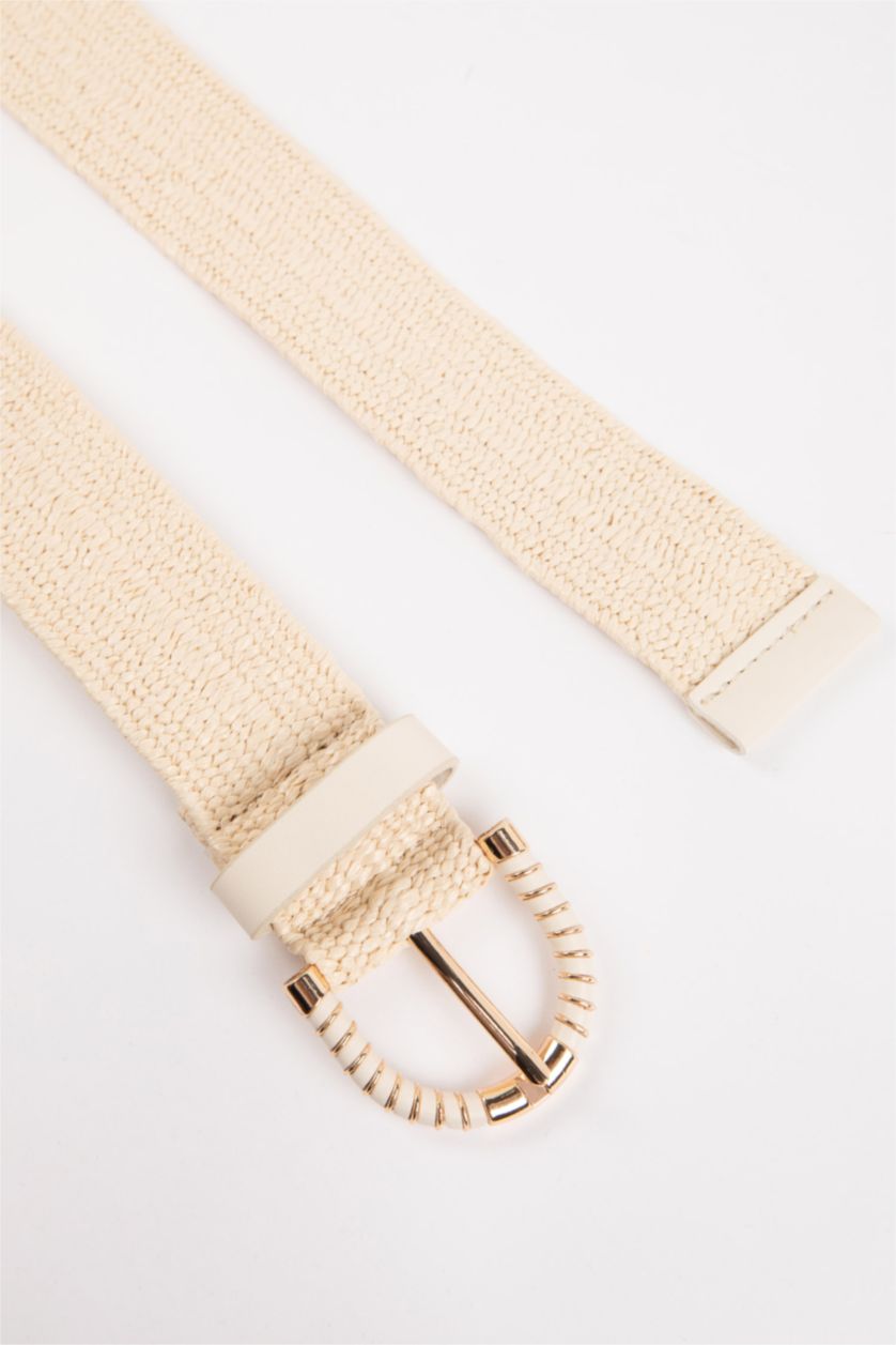 Kadın Açık Bej Kadın Hasır Günlük Kemer