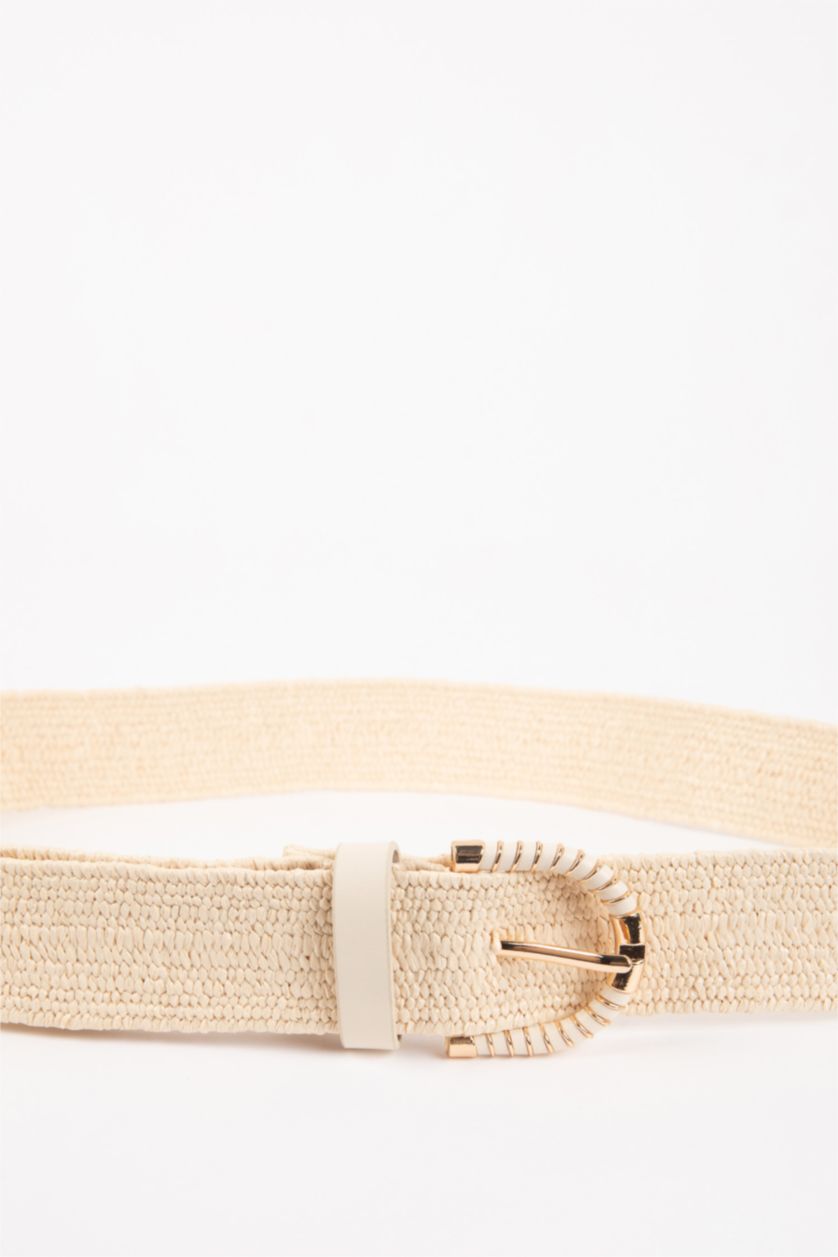 Kadın Açık Bej Kadın Hasır Günlük Kemer