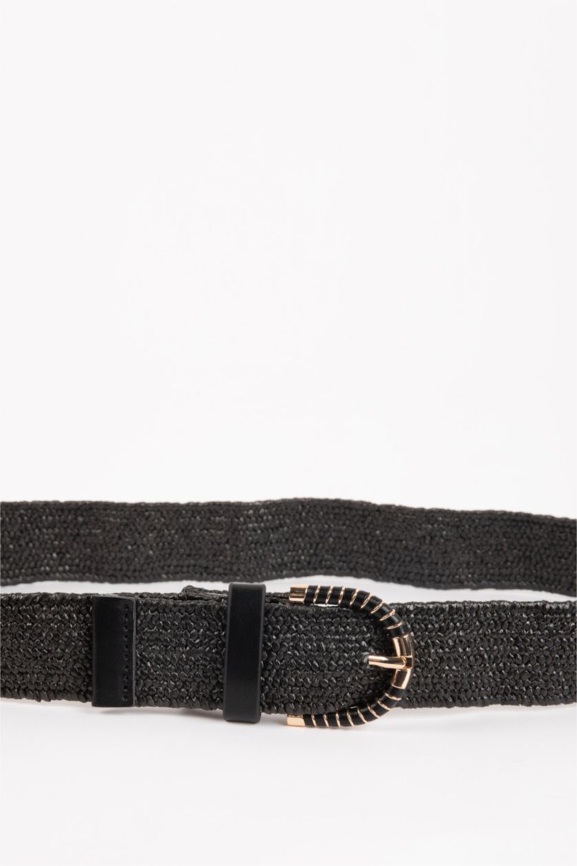 Kadın Siyah Kadın Hasır Günlük Kemer