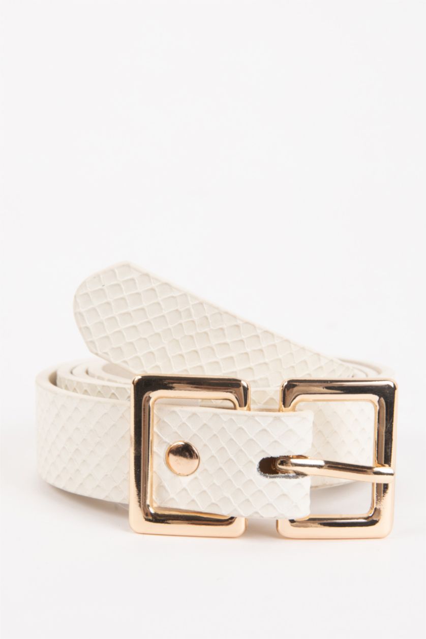 FEMME Beige Ceinture Classique en Simili-Cuir pour Femme