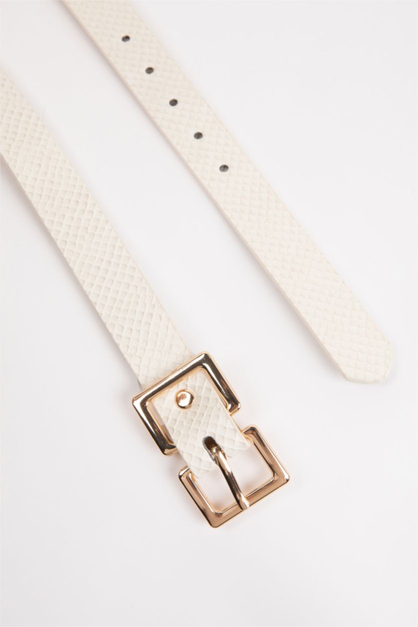 FEMME Beige Ceinture Classique en Simili-Cuir pour Femme
