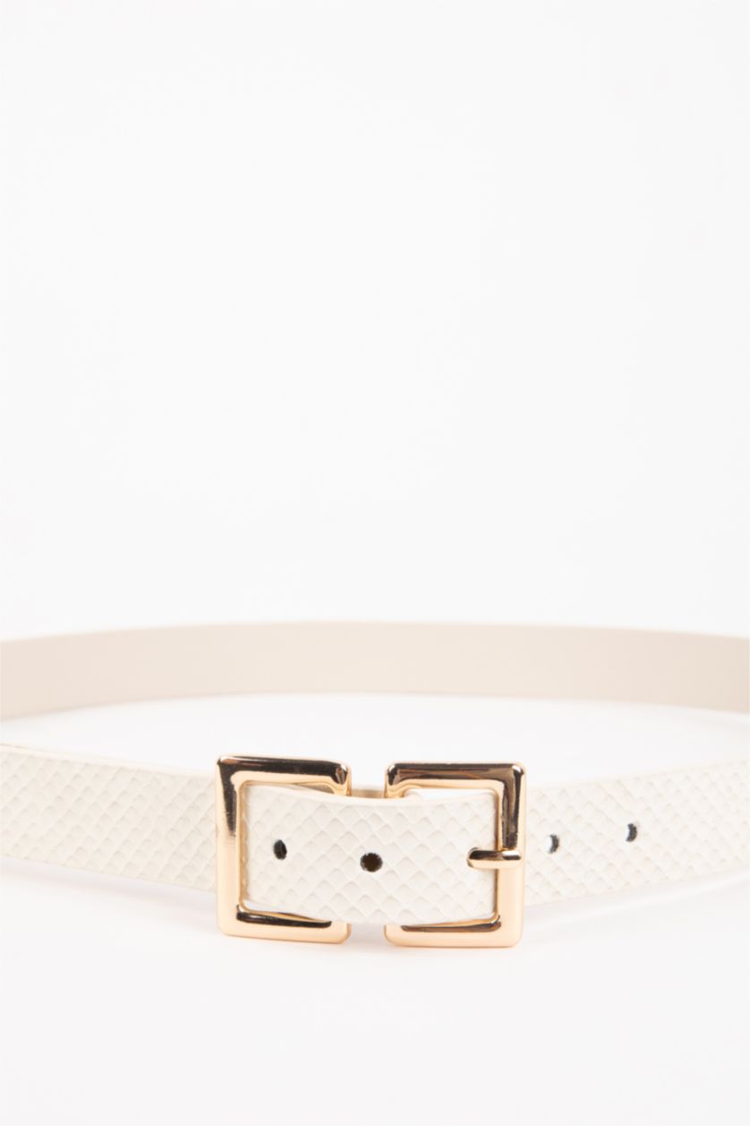 FEMME Beige Ceinture Classique en Simili-Cuir pour Femme