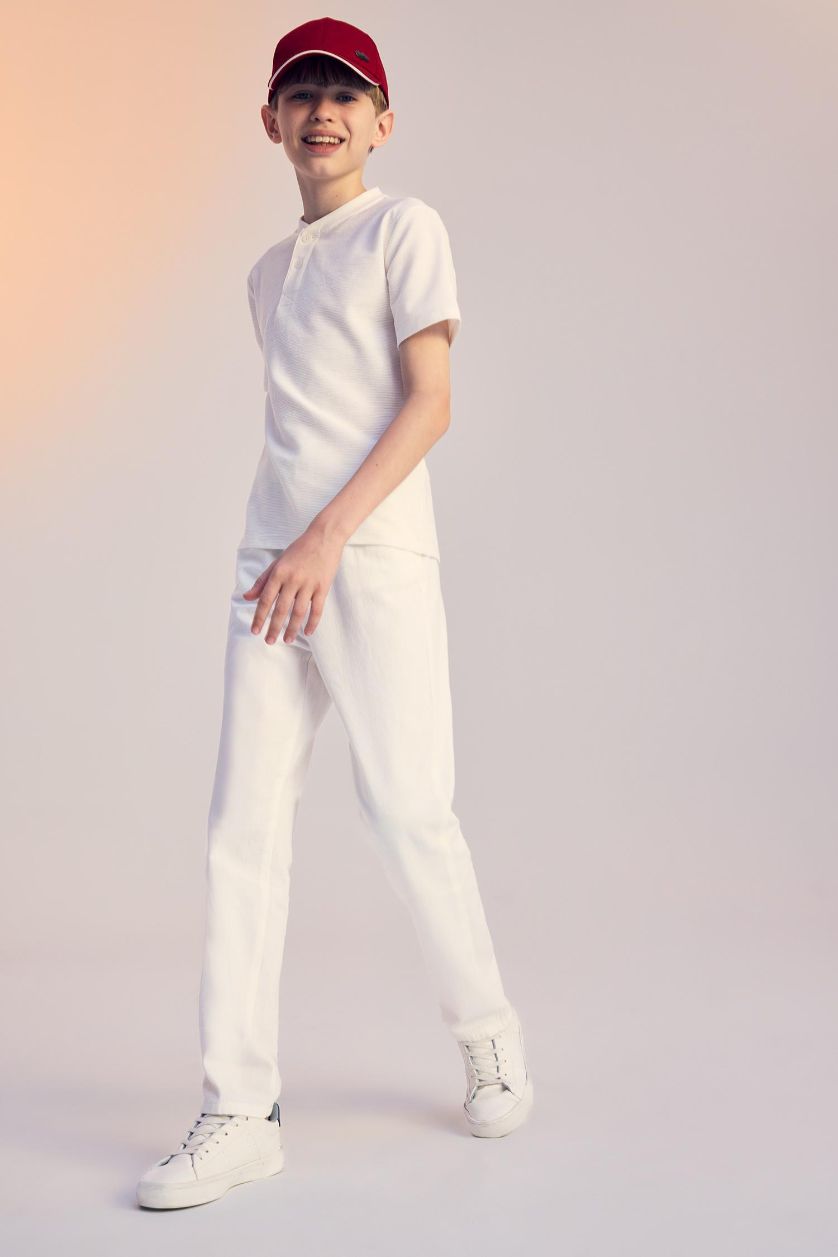 أولاد بيج فاتح بنطرون ذو مظهر كتاني قصة عادية ستاندارت بجيب فليتو