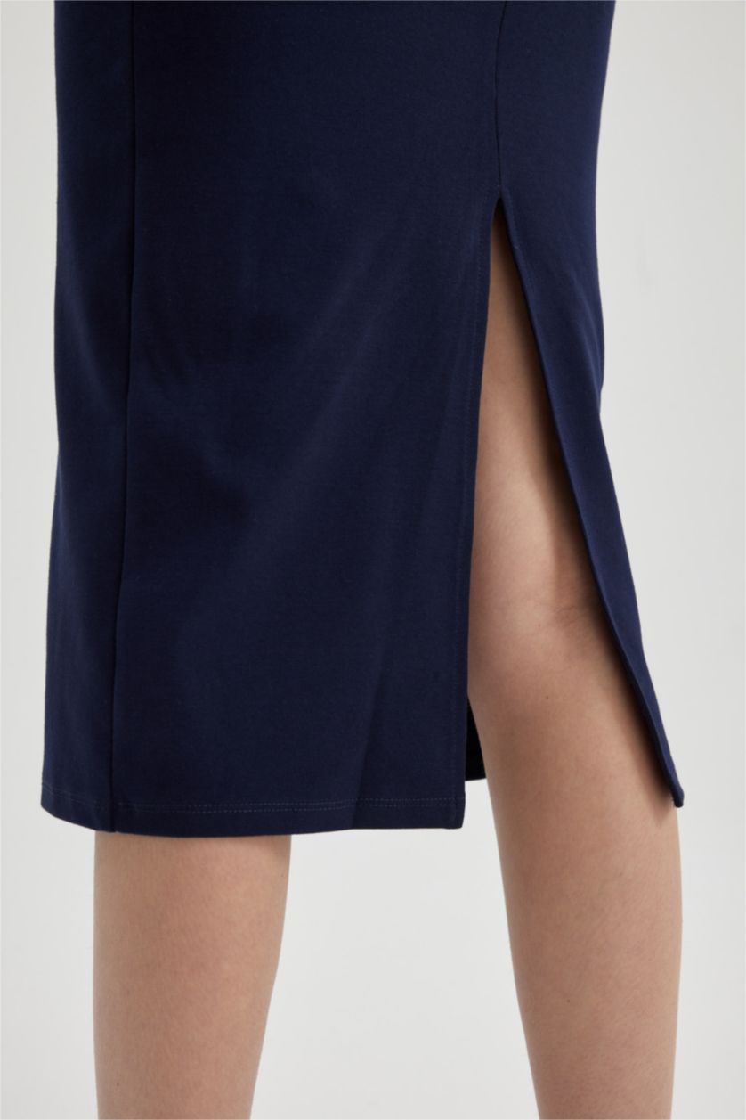 WOMAN NAVY Bodycon Half Turtleneck Camisole Sleeveless Midi Dress