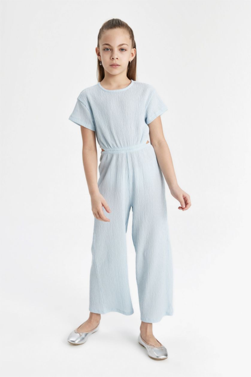 GIRLS & TEENS Light Blue Short Sleeve Jumpsuit