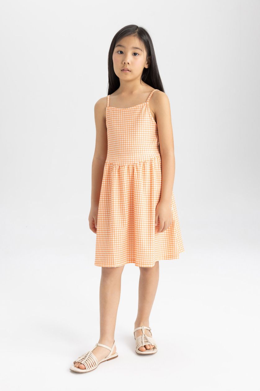 GIRLS & TEENS Light Orange Girl Wrapped Strap Dress